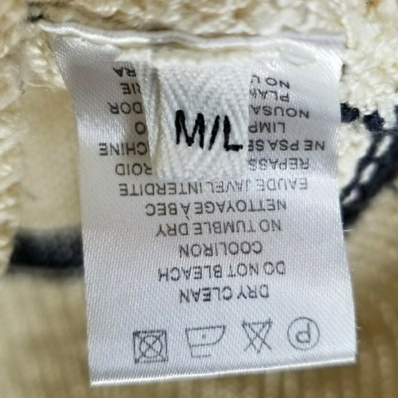 HIPPIE LOVE College Ruled Distressed Cotton Sweater Women Sz M Navy Ivory Stripe - Picture 9 of 11